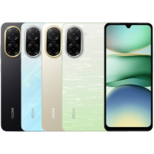 REDMI A5 (128GB). A 6.88-inch, 120Hz HD+ display, 32MP AI dual rear camera, 5200mAh battery life, 4GB RAM + 128GB & a flat frame design.